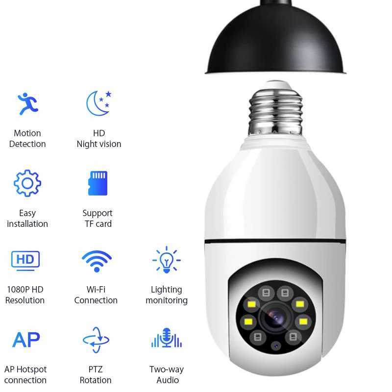 1PCS 3MP bulb IP WiFi camera indoor video surveillance camera security protection baby monitor full-color night vision camera X250110