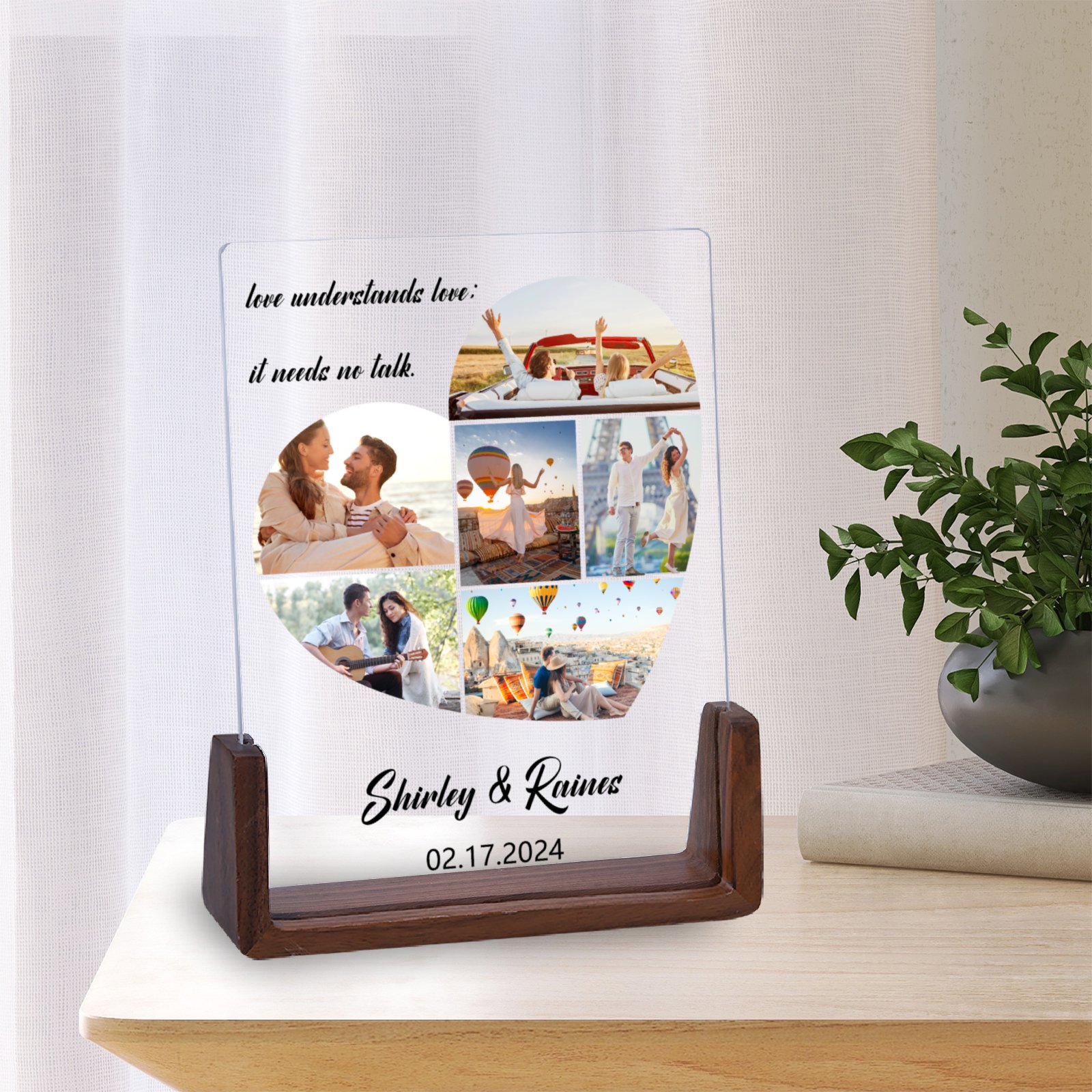 Custom Heart Photo Collage Frames for Couple Wedding Anniversary Gifts Personalized Love Picture Frame New Home Bedroom Decor H260306