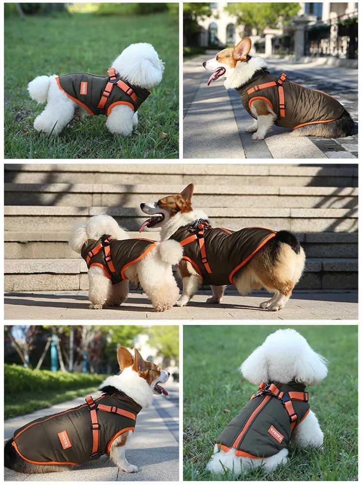Puppy Jacket Waterproof Pet Clothes for Small Dogs with Harness Winter Warm Chihuahua Vest Yorkie Coat French Bulldog CostumeXJ250109