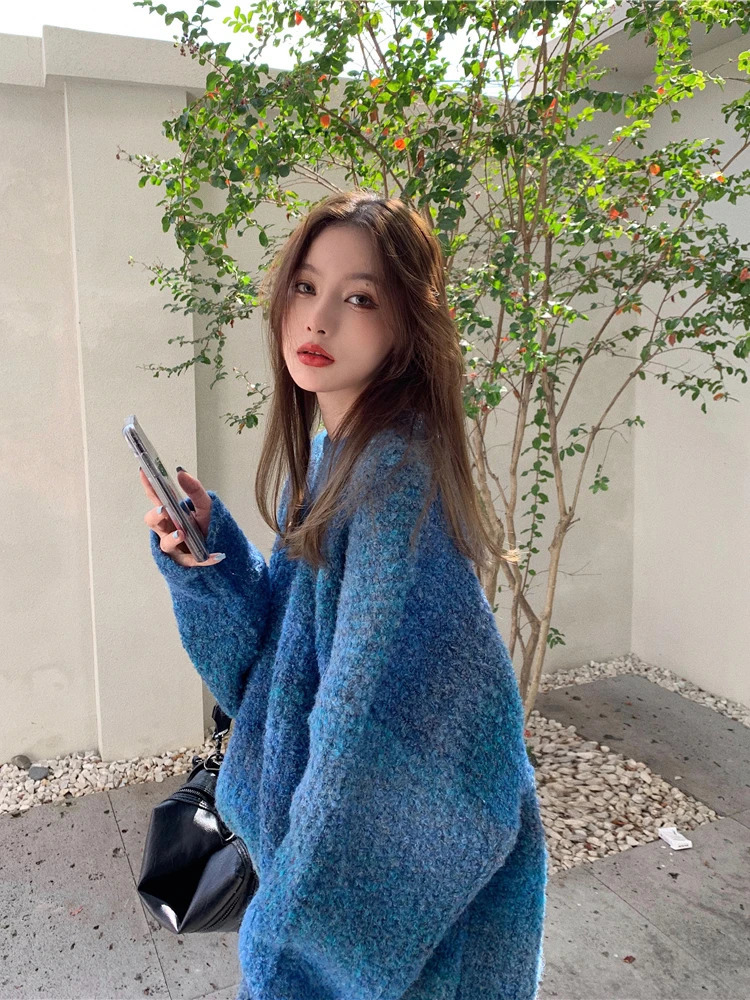 Sweater Women Winter Pullover Girls Oversize Knitting Tops Vintage Long Sleeve Fall Female Knitted Outerwear Warm Pull 250108