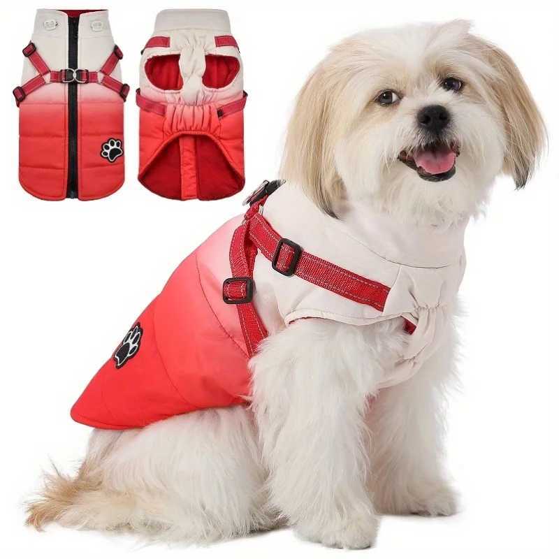 Pet Dog Winter Warm Jacket With Harness Zipper Cold Weather Pet Dog Clothes For Small Big Dogs Coat Chihuahua Clothing OutfitsXJ250109