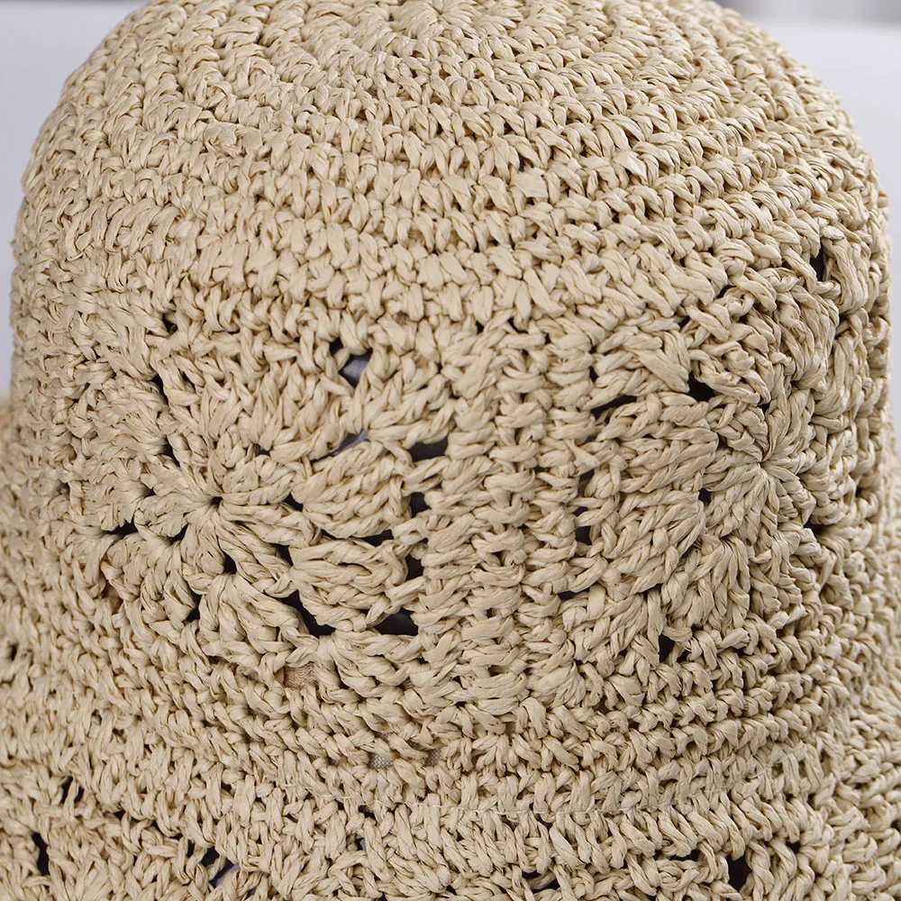 2023 Wens straw hat crochet hat bucket hat UV protective hat beach hat Wen Visors foldable Fem summer sun hat X250109