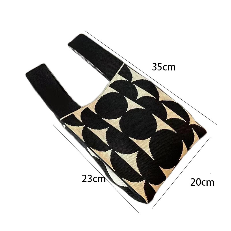 Knitted Bag Fashionable Simple Solid Color Handheld Large Capacity 250106