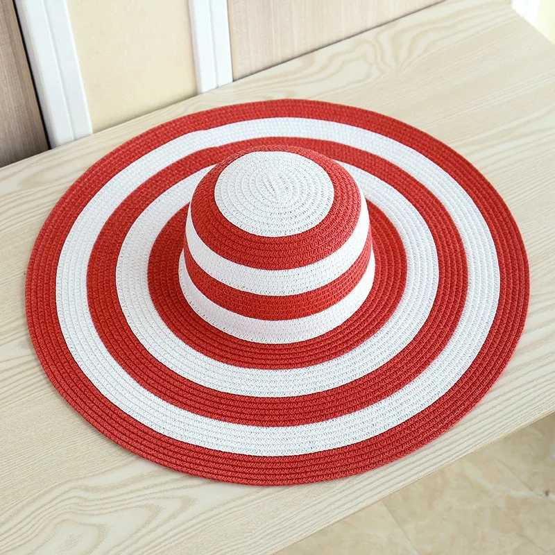 Hot Wens casual straw hat girl outdoor striped patch homework paper sun hat new summer advertisement flap big brown beach hat gorilla X250109