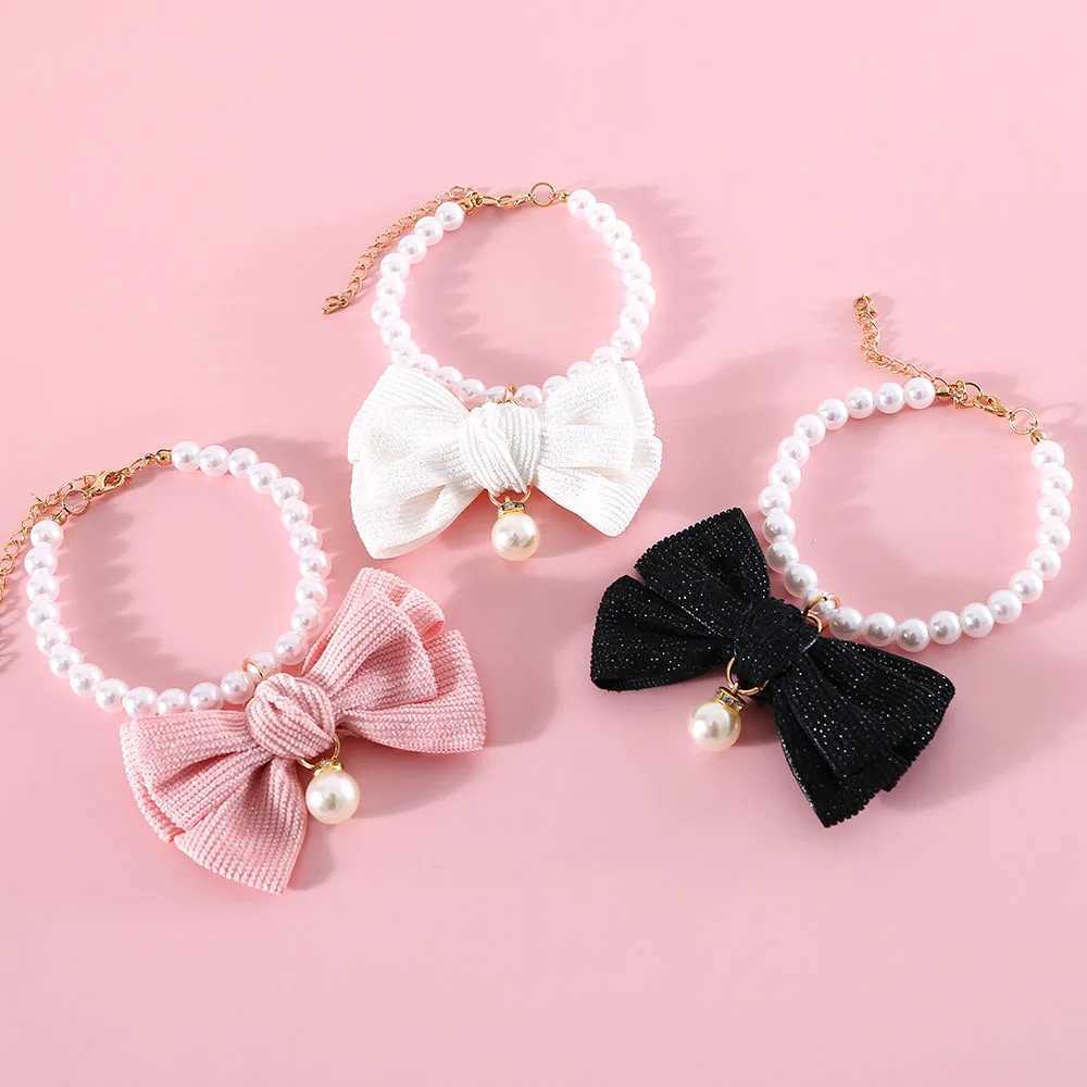 Dog Pearls Necklace Jewelry for Small Dog Puppy Cat Wedding Collar Chihuahua Yorkie Girl Pet Clothes Costume Outfits AccessoriesXJ250109