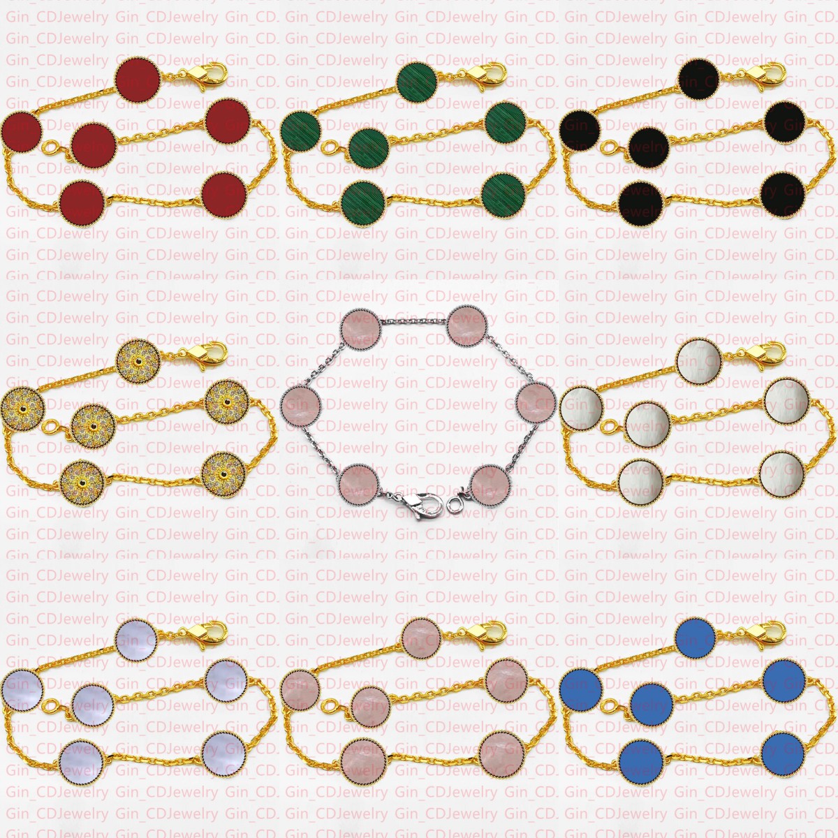 9MM Mini Classic Lucky Bracelet 18K Gold Plated Silver Women & Girls Valentine's Day Mother's Day Engagement Jewelry Gift