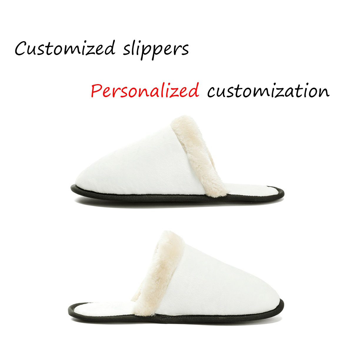 Customize Slippers Flat Bottom Anti-slip Indoor Wear Warm Plush Cotton Versatile Personality Free shipping