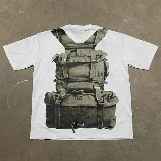 Retro Big Bulletproof vest graphic t shirts print oversized gothic streetwear harajuku couples graphic y2k tops goth men clothes 250109