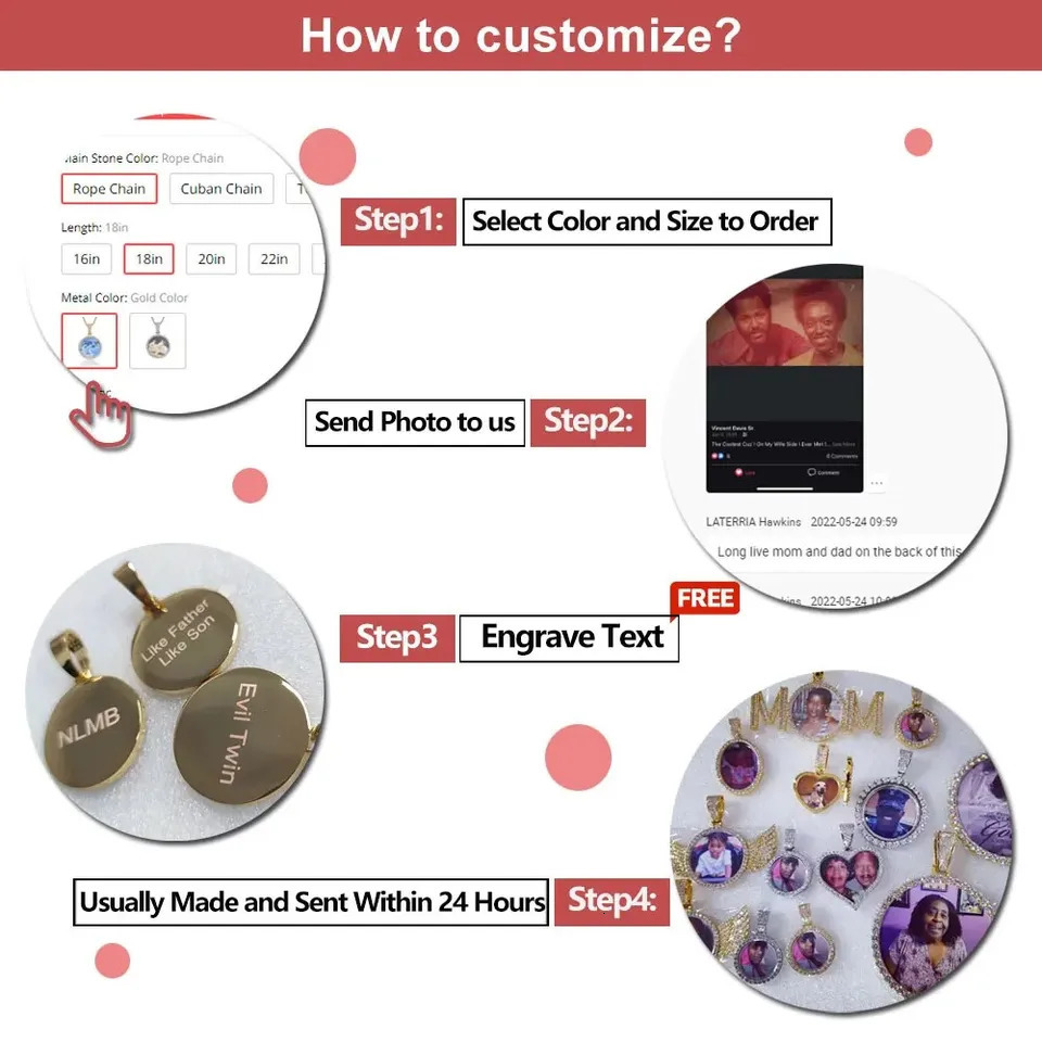 Custom Po Wings Shape Gold Necklace Pendant Ice Out Cuban Men Hip Hop Picture Jewelry Gifts Free Personalized 250109