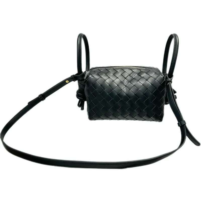 2024 New Vintage Cow Leather Woven Pillow Women's Shoulder Underarm Crossbody Bag Trendy Motorcycle Equipment Accessories