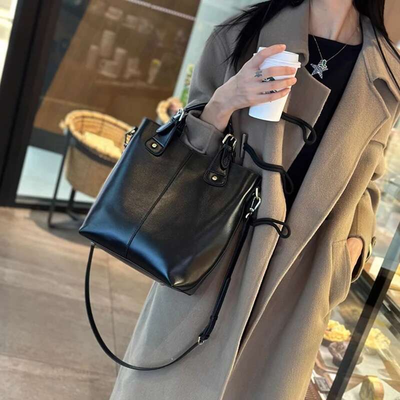 Ranhuang New Arrive Women's Fashion High Quality Genuine Leather Shoulder Large Bucket Bags Designer Handbags