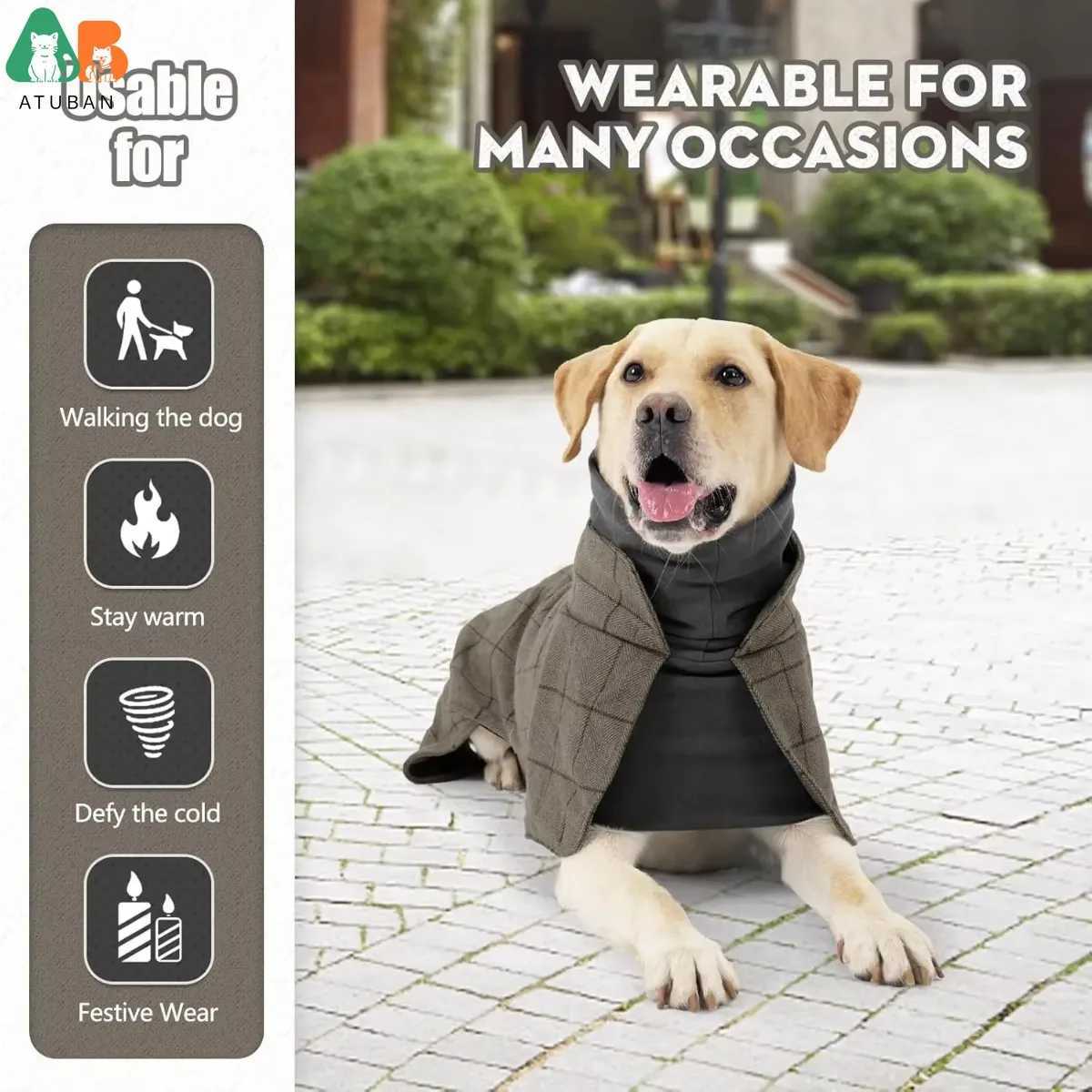 Warm Dog Coat English Plaid Dog Fleece Vest Windbreaker Jacket Winter Clothing with Traction Eyelets Suitable for All Dog TypesXJ250109