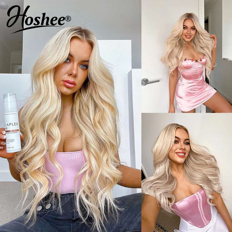 180% Density Ombre Ash Blonde Front Human 5x5 Glueless HD Lace Closure For Women Body Wave Hair Wigs