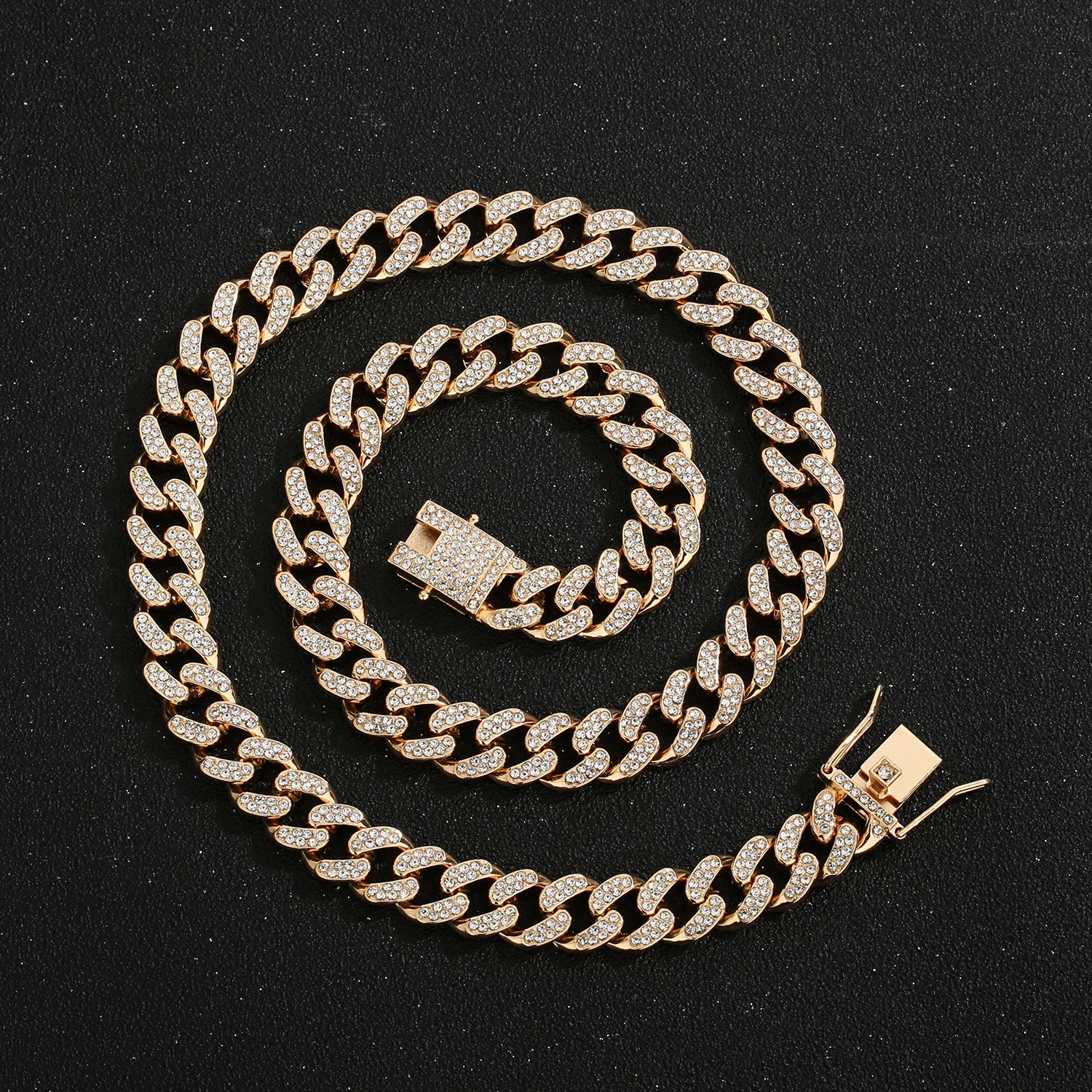 Hip Hop 14k Gold Plated Stainless Steel Jewelry Iced Cadena Hombre Miami Cuban Chain Mens Necklace 250109