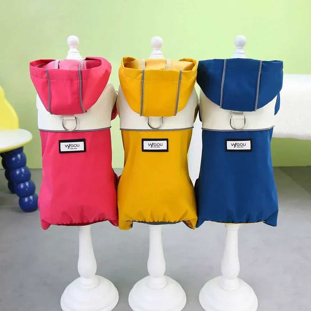Small Dogs And Cats Reflective Raincoat Jumpsuit Pet Puppy Rain Coat Jacket Waterproof Pet Apparel Outdoor Puppy Doggy OutfitsXJ250109