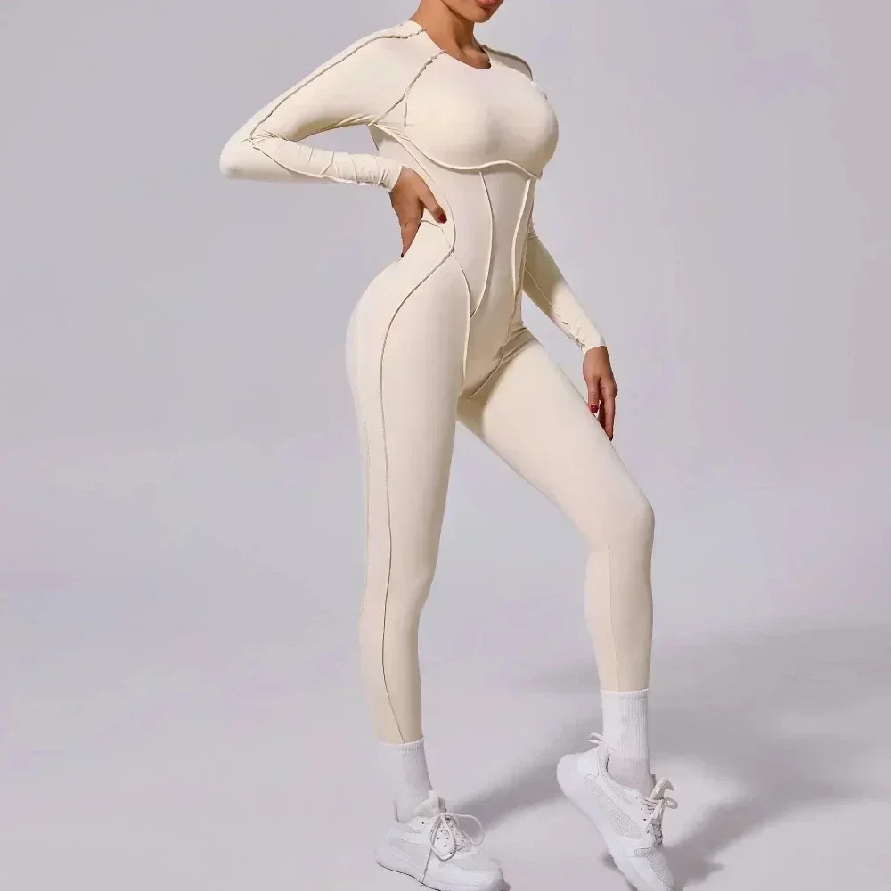 Seamless Yoga Jumpsuits Sports Hip-lifting One-Piece Backless Long-sleeved Leggings High Elasticity Gym Yoga Fitness Bodysuits 250103