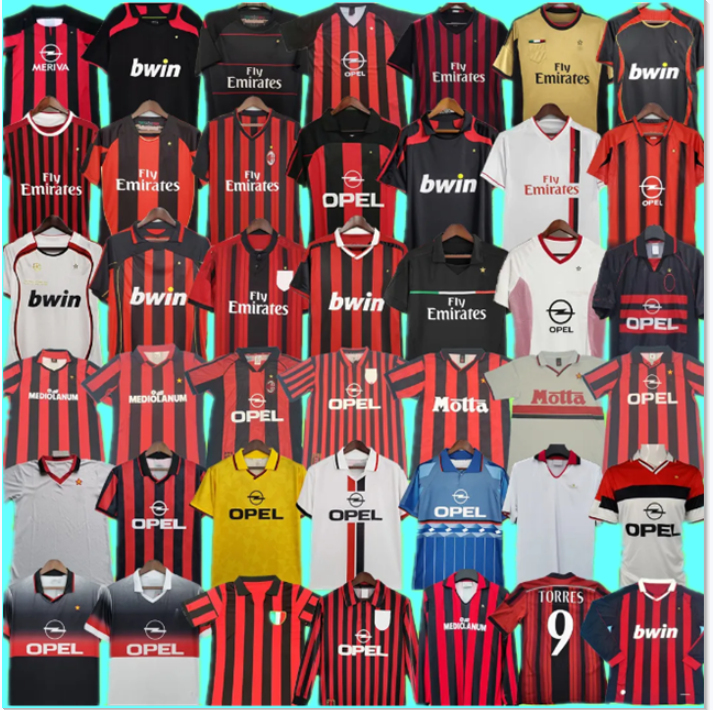 2006 2007 2008 2009 2010 MILANS Retro RONALDINHO Soccer Jersey 11 12 13 14 15 16 17 Kaka Baggio Maldini VAN BASTEN Pirlo Inzaghi Gullit Shevchenko Vintage Shirt Classic