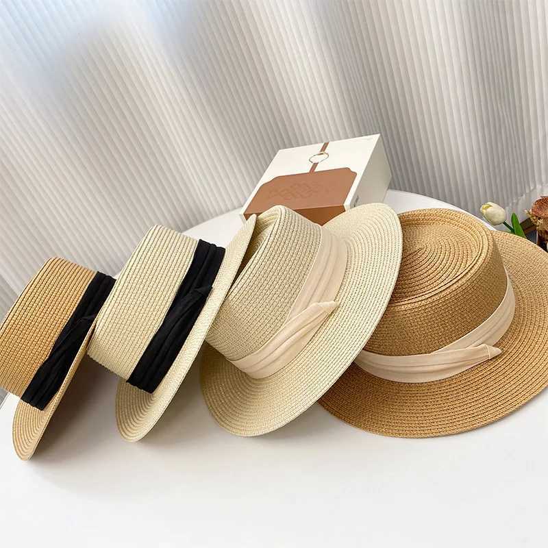 Warm summer seaside sun shading straw hat holiday outdoor wide brown beach hat woven UV resistant sun hat bow hat X250109