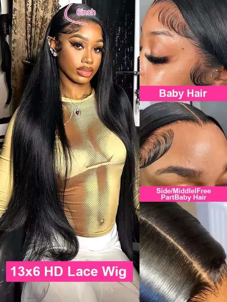 250 Density 30 40Inch 13X4 13X6 HD Transparent Bone Lace Front Wigs For Women Brazilian Straight Human Hair Wig On Sale