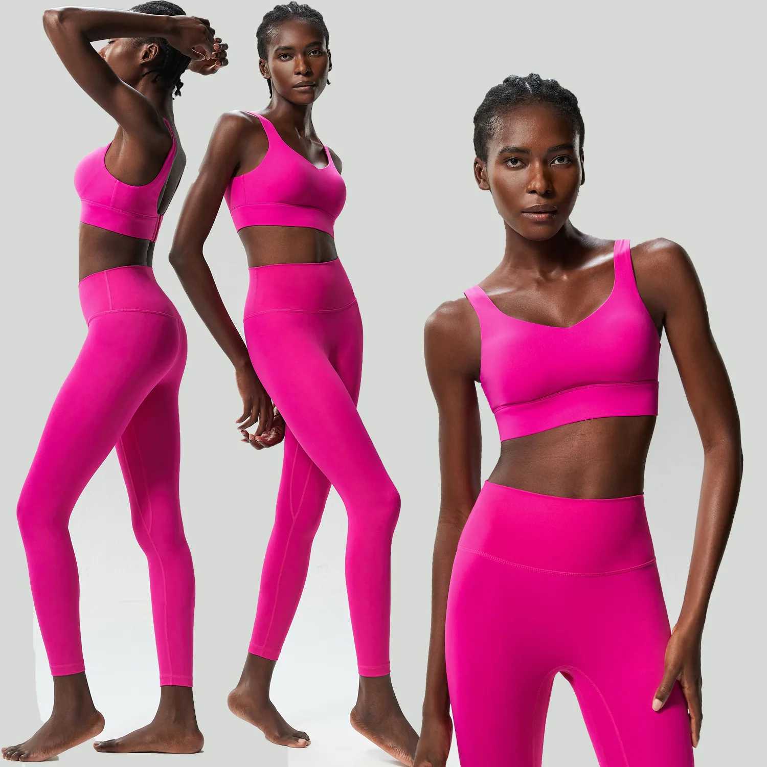 Two Pieces Fitness Yoga Set Women Solid Color Buttery Soft Gym Suit Breathable Quick Dry Running Sportswear Workout ClothesXJ250109