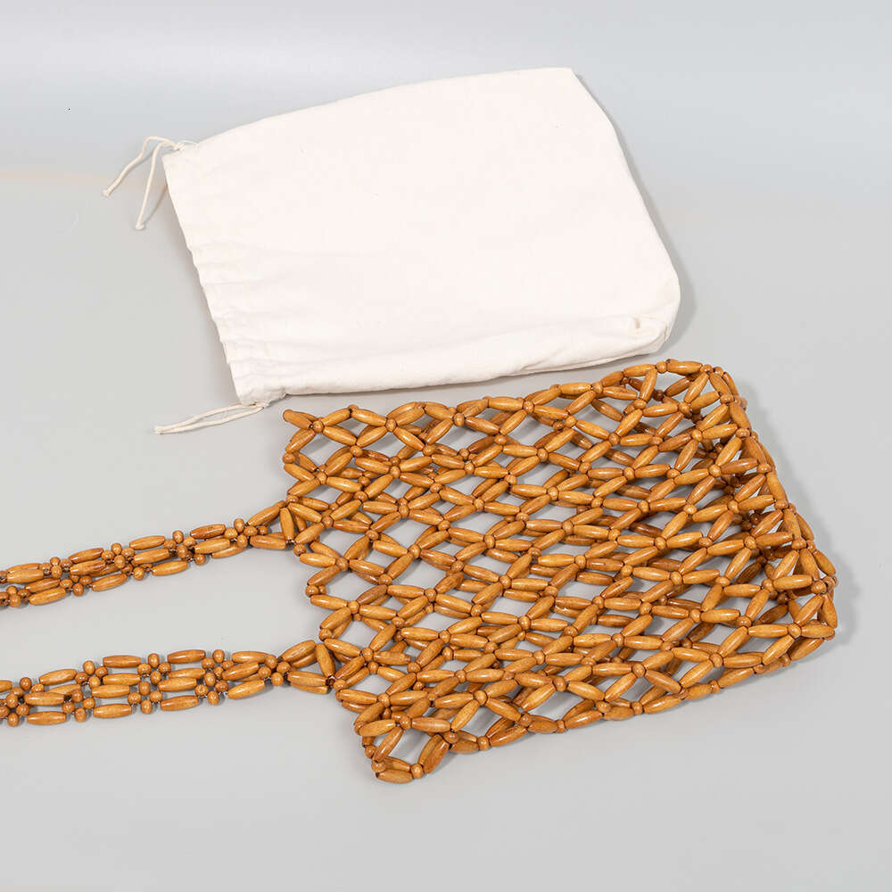Handheld Wooden Bead Bag, Handmade Woven Bag For Foreign Trade, Women's Summer Niche Design, Commuting Shoulder Bags
