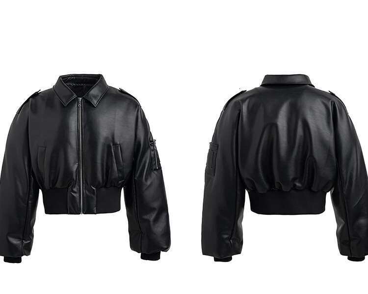 Women's Wear Autumn Winter Short Thick Warm Black Pu Leather Jacket Men With Long Sleeve Zipper Casual Designer Clothes