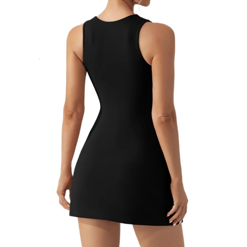 Tennis Dresses Women Summer Sleeveless Skirt BuiltIn Shorts Workout Sports Golf Tank Dress For Outdoor Fitness Black 250106
