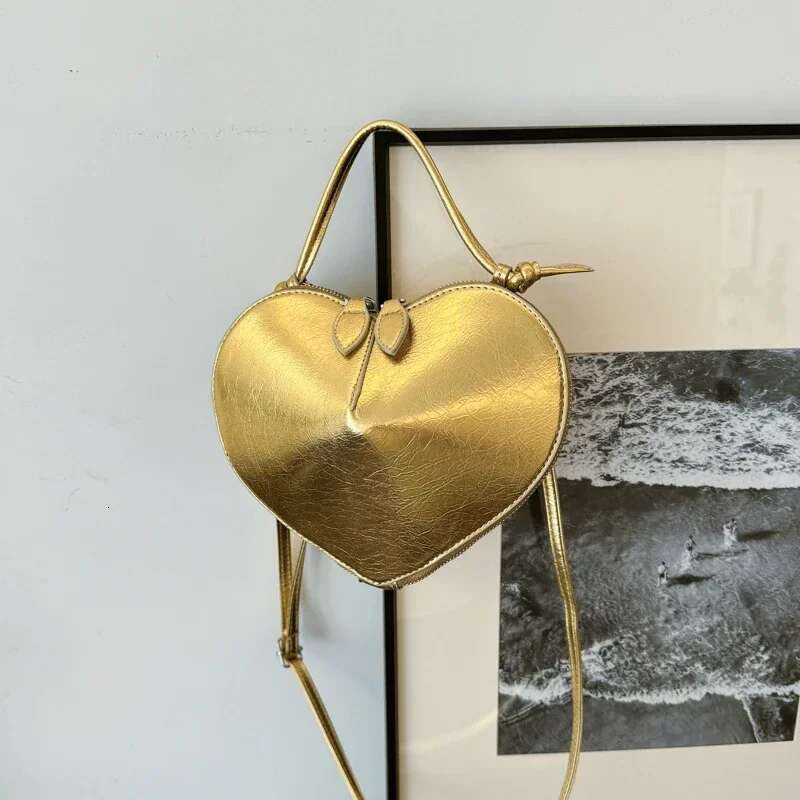 Heart-Shaped Solid Color PU Handbag Sewing Thread Double Zipper All-Match Shoulder Bag 2024 Hot Sale Bags For Women Bolsa Mujer