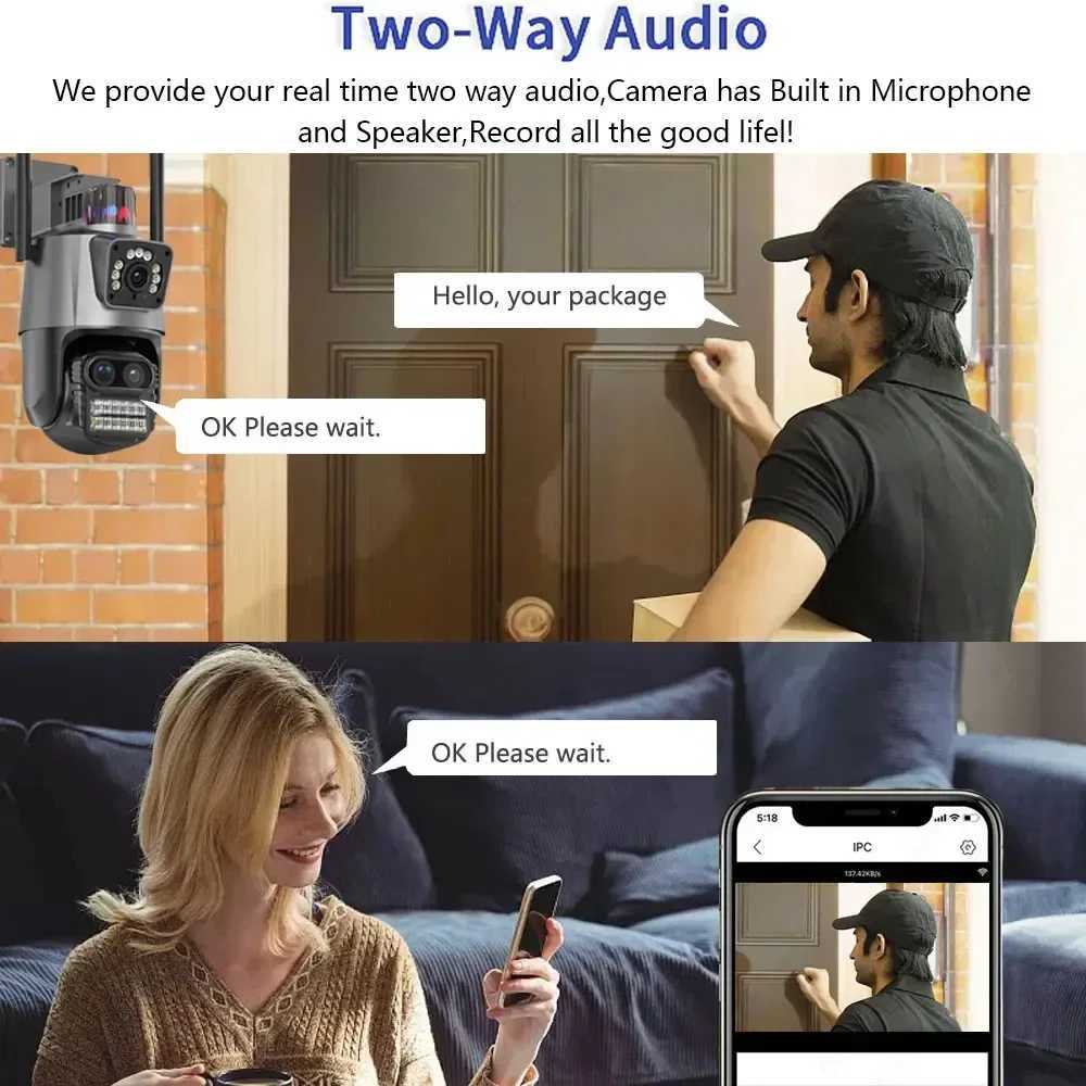 6K 12MP WiFi Security Camera 360 Wireless Outdoor ICSee Smart Three Lens 8X Zoom Video Surveillance IP Camera CCTV Auto Tracking X250111