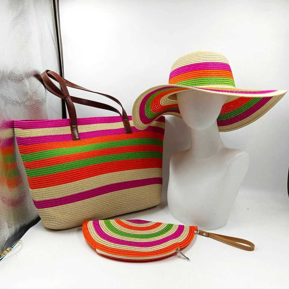 Three piece set of straw hat sun hat outdoor tourism beach straw hat sun protection hat gorras para mujer X250109