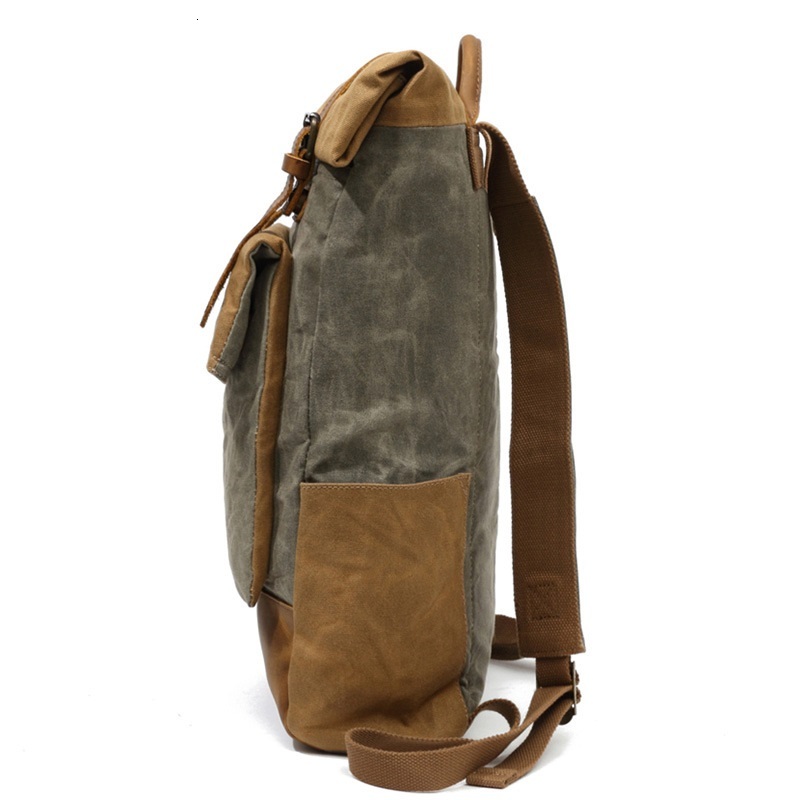 Men Daypacks Vintage Canvas Backpack Leather School Bag Designer Casual Fashion Waterproof Travel Bag Male Back Pack Bagpack