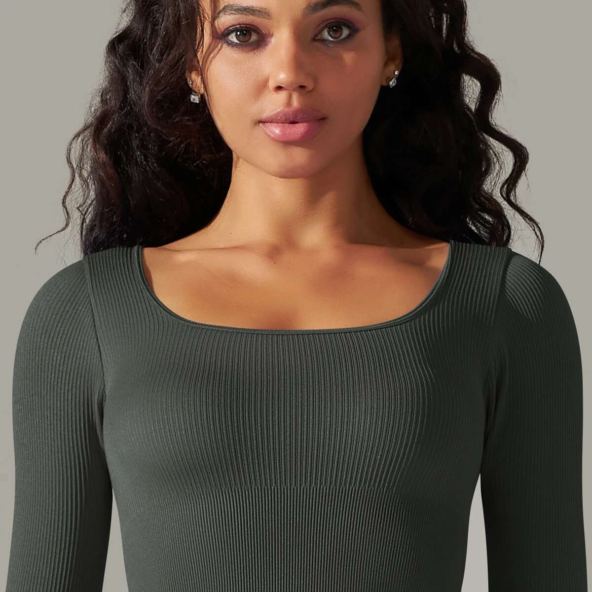Seamless Bodysuit Screw Thread One-Piece Yoga Dance Tummy Tightening Long Sleeve Exercise Clothes Stretchy Leotard