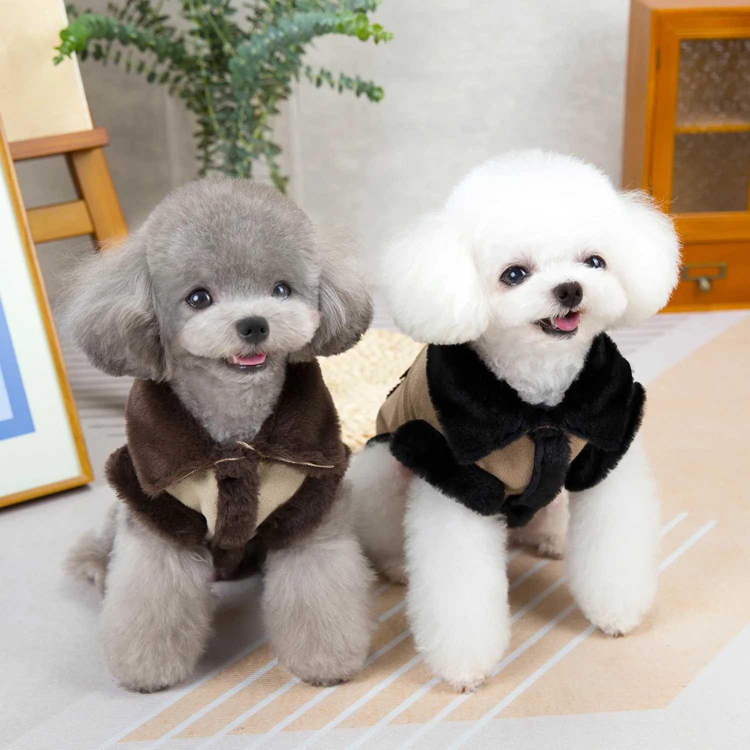 2024 New Pet Clothes Autumn Winter Dog Jacket Coat Teddy Cat Clothes with Suede Horn Ropa Para PerrosXJ250109