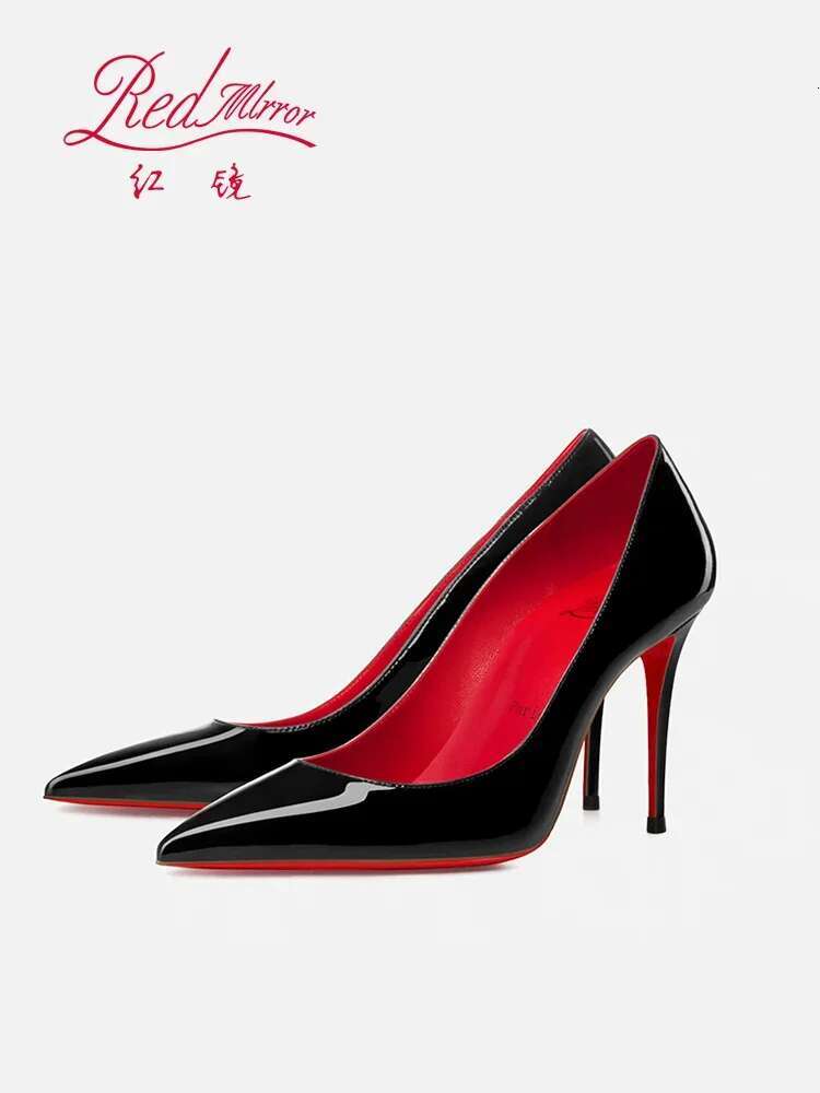 European And American Pointed Thin Heels Sexy Soled High Heels, Red Ed Single Shoes, Black Professional Work Shoes