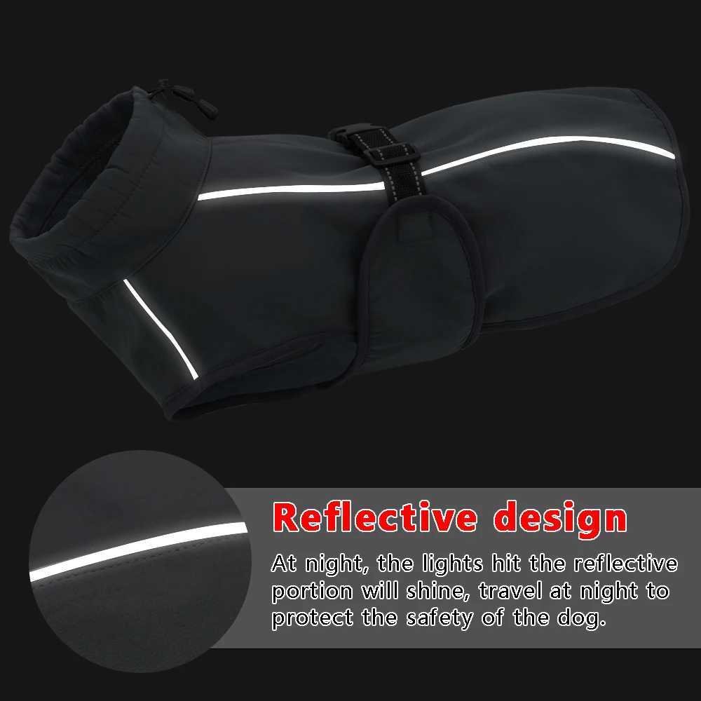 Waterproof Dog Vest Clothes Warm Padded Pet Winter Clothing Jacket Coat Large Dogs Labrador Outfit With Reflective Nylon RopeXJ250109