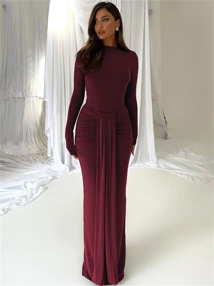 Tossy Winter Ladies 2 PieceSet Maxi Skirt Casual High Waist Jumpsuit And Pleated Long Outfits Sexy Solid Skinny 250106