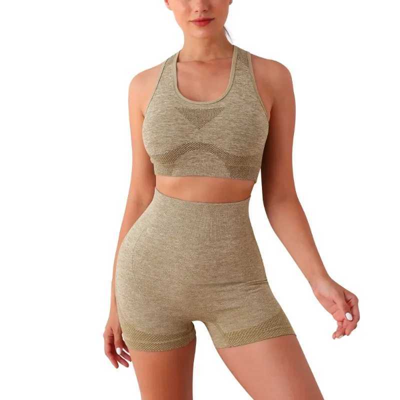 2024 Women Fashion Yoga Set Breathable Quick Drying High Elastic Vest Top Short SuitXJ250109