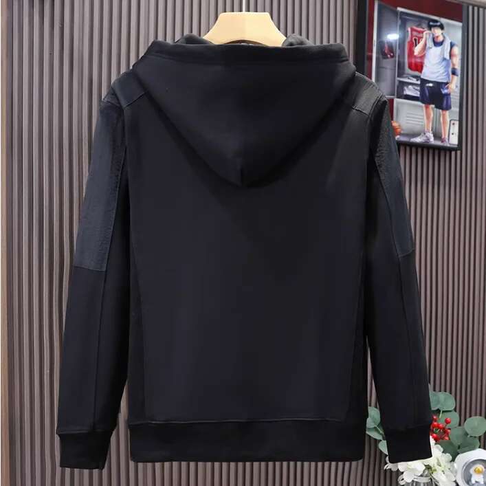 Cotton Knitted Men's New Bottom Coat Heavy Splicing Color Contrasting Trendy Brand Hoodie