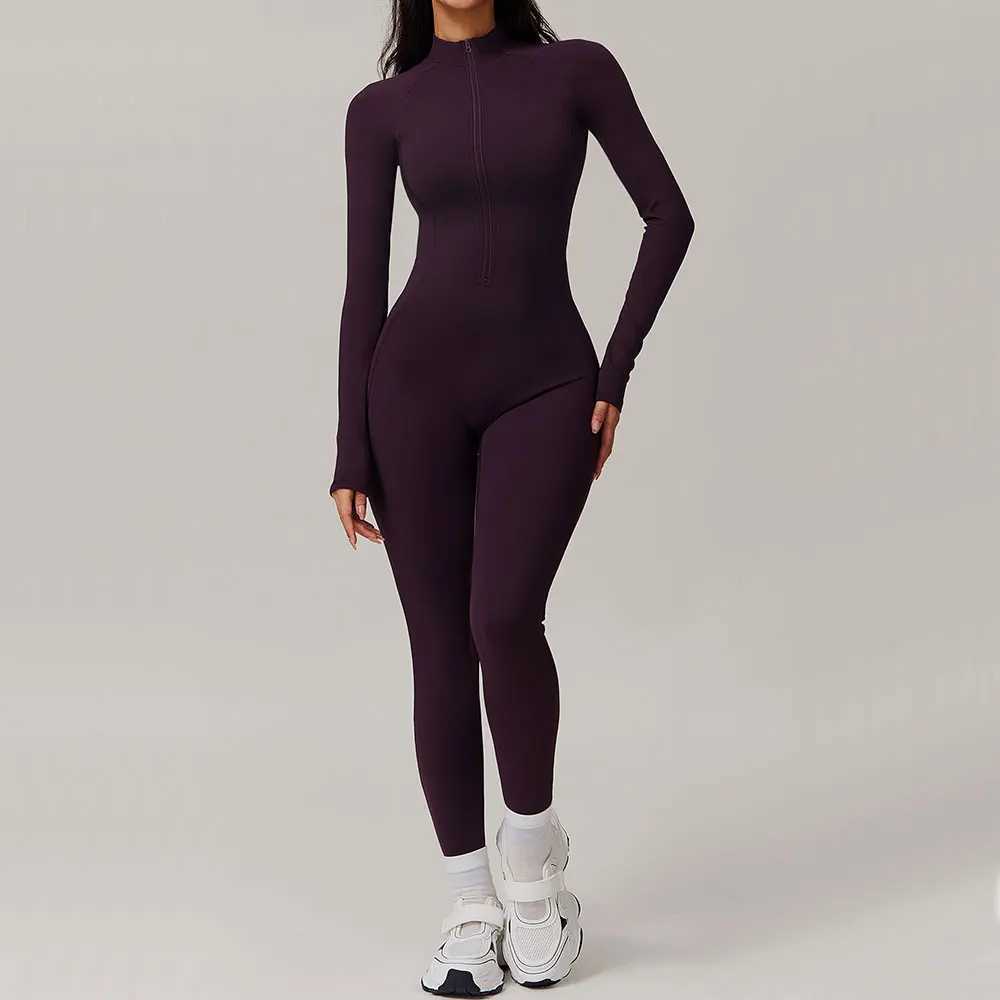 Womens Tracksuit Yoga Set Winter Warmth Jumpsuits One Piece Fitness Rompers Long Sleeved Sportswear Gym Set Workout ClothesXJ250109