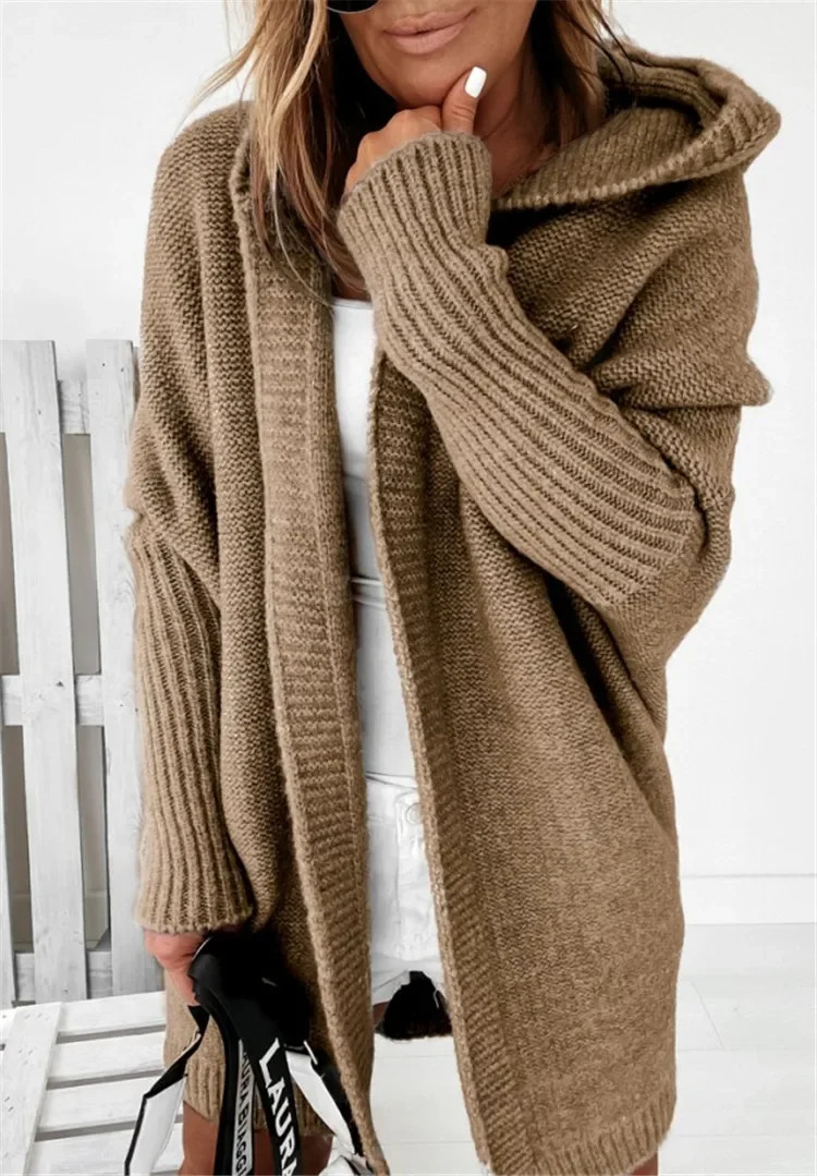Sweaters for Women Autumn/Winter Hooded Long Sleeve Long Knitted Cardigan Coat Oversized Sweater Women Clothing Women Tops 250106