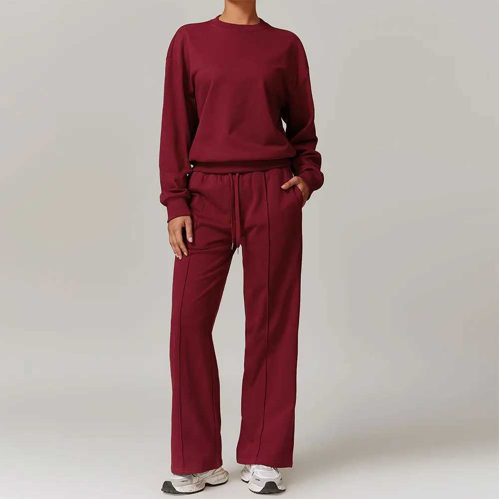 2PCS Women Tracksuit Yoga Set Workout Sportswear Gym Clothing Fitness Long Sleeve Crop Top High Waist Sports Pants Sports SuitsXJ250109