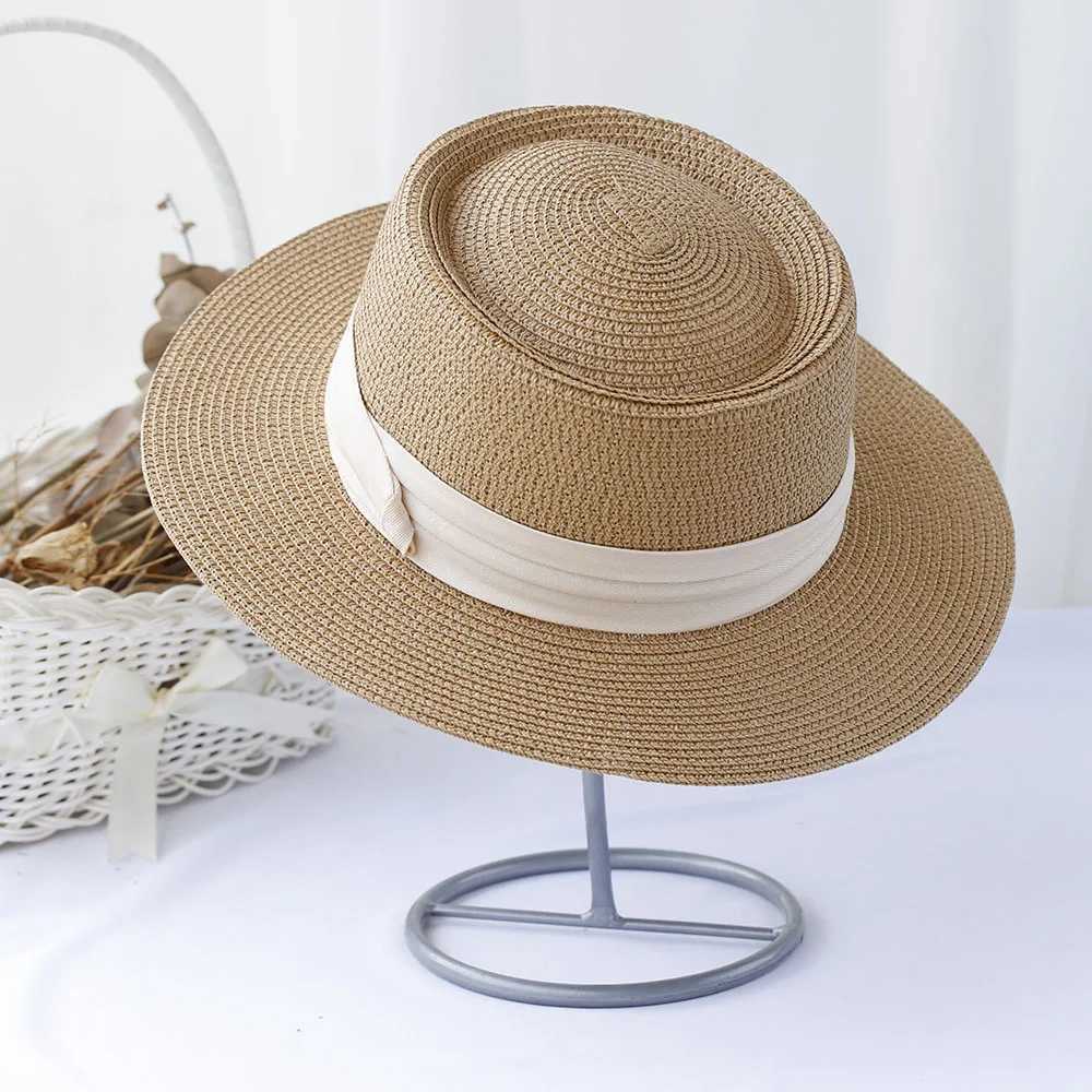 Versatile Retro Hat Panama Plain Sun Hat Bucket Hat UV Protective Sun Hat Beach Mini Bow Vacation Handmade Straw Hat X250109