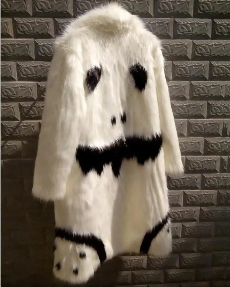 Winter Faux Fur Thick Coats Man Black White Loose Straight Open Stitch Long Full Sleeve Warm Panelled Vintage Windbreak 250107