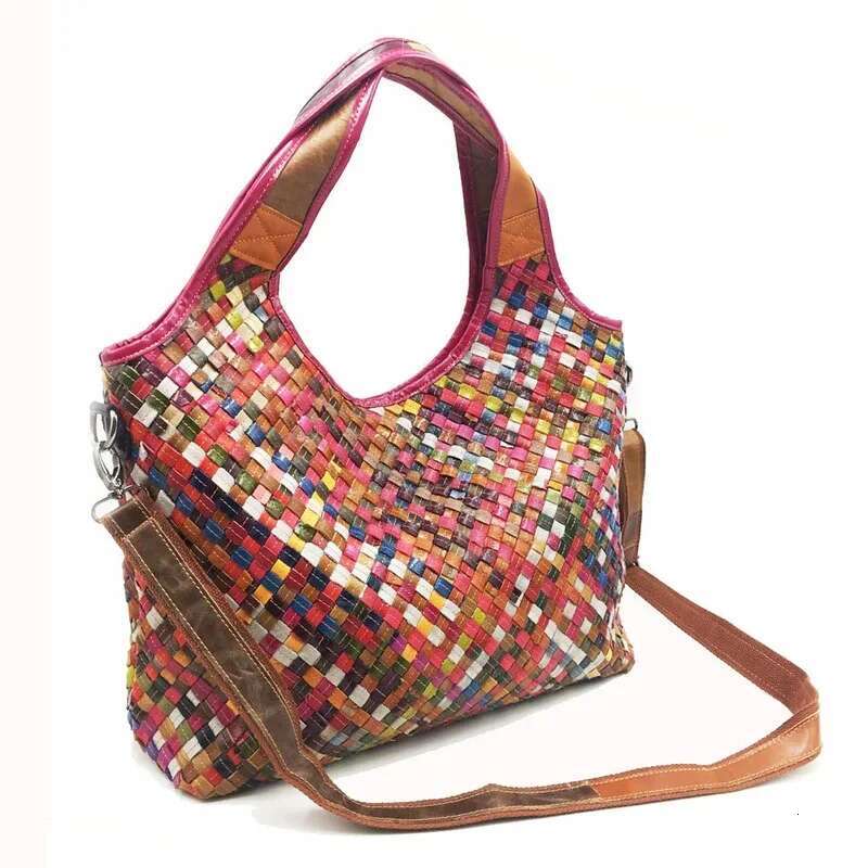 Fashion Big Shopping Handbag Genuine Leather Multicolour Bags Women Designer Crossbody Bag Female Girl Cowhide Tote