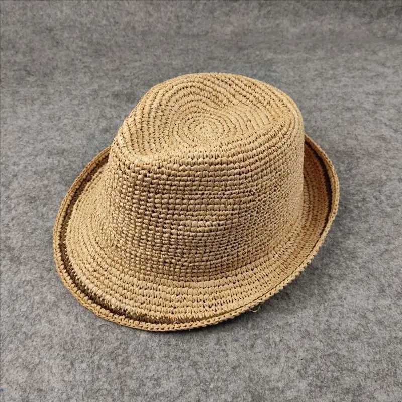 Handmade folding straw hat suitable for both men and women made of high-quality Rafia material suitable for sun protection and breathability 55-59cm X
