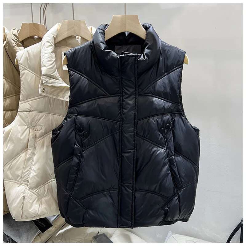 2025 New Women's Autumn/winter Down Short Stand Collar Cotton Vest Fashion Designer Jacket Warm Coat