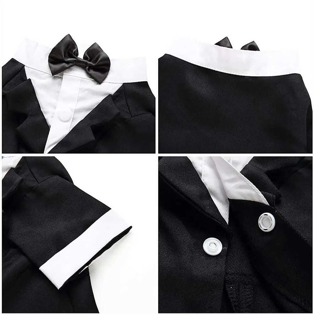 Dog Tuxedo Costume Formal Shirt Dog Wedding Black Jacket Suit Pet Puppy Prince Ceremony Bow Tie Suit Small Dogs Cats ClothesXJ250109