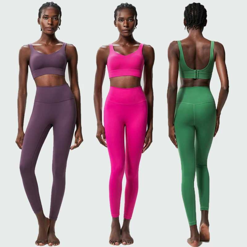 Two Pieces Fitness Yoga Set Women Solid Color Buttery Soft Gym Suit Breathable Quick Dry Running Sportswear Workout ClothesXJ250109