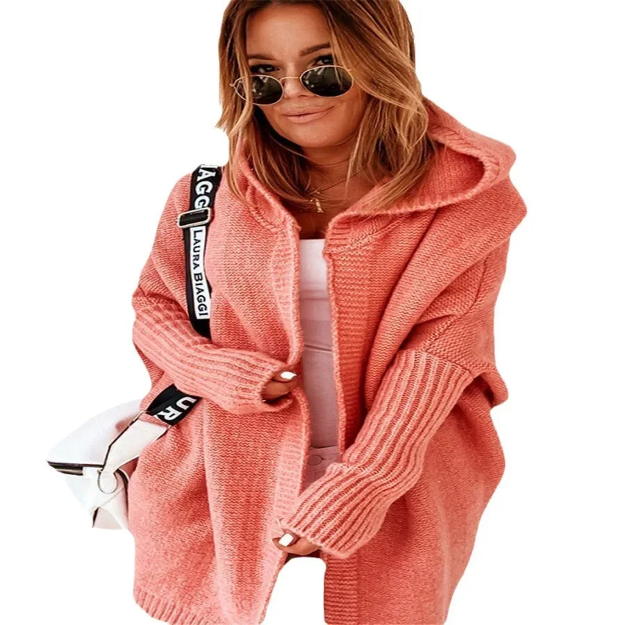 Sweaters for Women Autumn/Winter Hooded Long Sleeve Long Knitted Cardigan Coat Oversized Sweater Women Clothing Women Tops 250106
