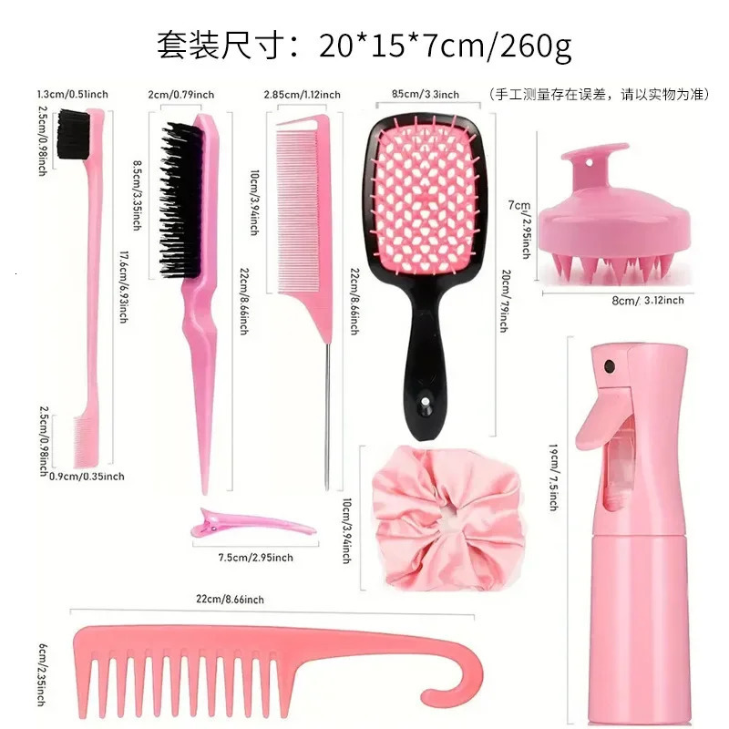 12 pcs hairstyle comb set pointed tail comb hair spray bottle hair loop weaving tool shampoo brush salon hair styling tool 250106
